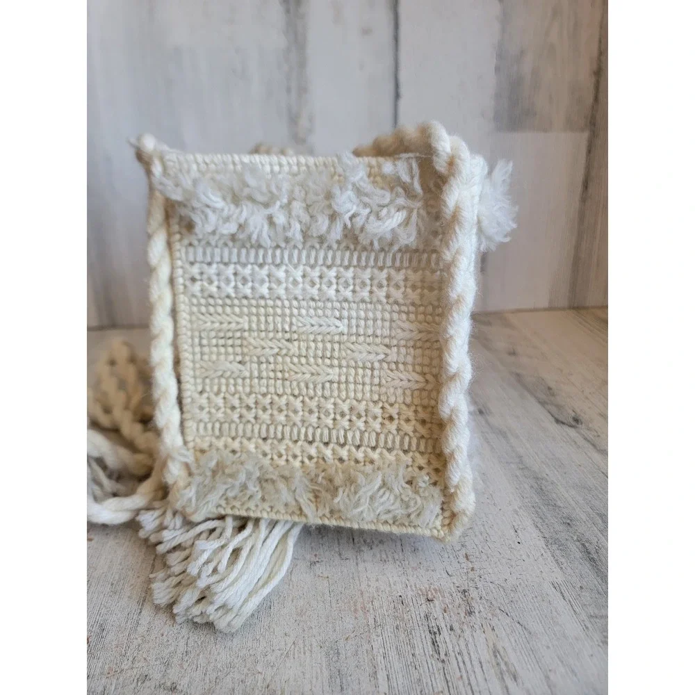 Plush crochet white hanging basket tassel unique home decor figure